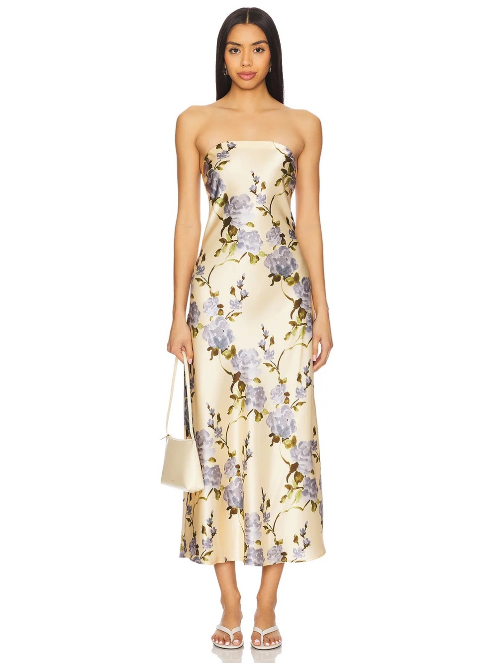 Cami NYC Cream Floral Slip Dress with Blue Roses